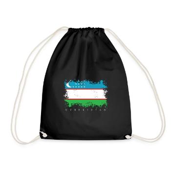 Usbekistan Flagge Fahne Taschkent Staat Asien Volk - Turnbeutel - Schwarz - Vorne