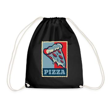 Pizza Salami Margherita Retro Vintage Geschenk - Turnbeutel - Schwarz - Vorne