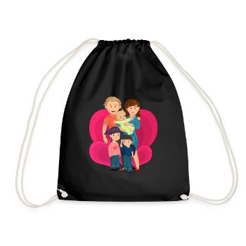 happy family mother s woman s day love - Drawstring Bag - black - Front