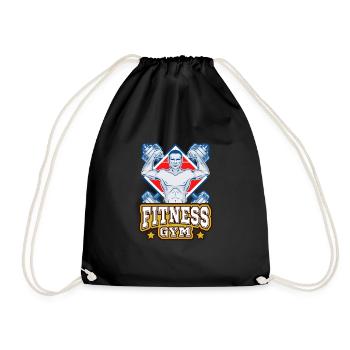 fitness gym motivation power - Drawstring Bag - black - Front