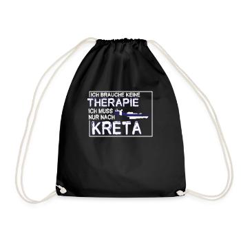 Ich Brauche Keine Therapie Ich Muss Nur Nach Kreta - Turnbeutel - Schwarz - Vorne
