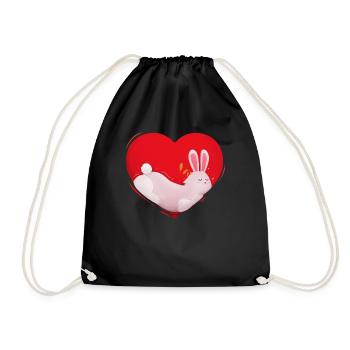 Hase Kaninchen Hasenliebe Herz Haustier Geschenk - Turnbeutel - Schwarz - Vorne