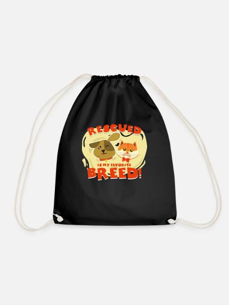 Animal protection animals cat dog animal rescue gift - Drawstring Bag - black