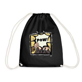 Pow Comic Buch Schlag Cartoon Sprechblase Geschenk - Turnbeutel - Schwarz - Vorne