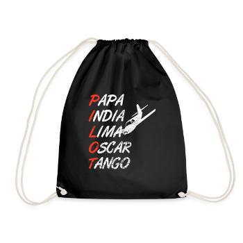 pilot - Drawstring Bag - black - Front