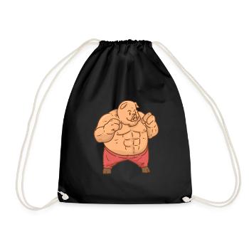 Cochon avec Sixpack Super Strong - Sac de sport léger - noir - Devant