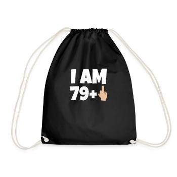 I am 80 years old. Funny gift - Drawstring Bag - black - Front