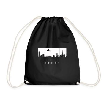 Essen Skyline Silhouette NRW Ruhrpott - Turnbeutel - Schwarz - Vorne