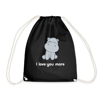 Flusspferd – Hippopotamus - Hippo - Ich liebe Dich - Turnbeutel - Schwarz - Vorne