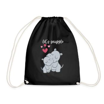 Hippopotame - Hippopotame - Hippopotame - Famille - Coeur - Sac de sport léger - noir - Devant