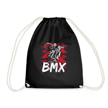 BMX Motocross Race Sport Gift - Drawstring Bag - black - Front