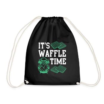 Waffle Time saying gift idea waffle - Drawstring Bag - black - Front