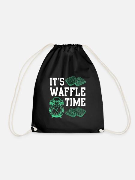 Waffle Time Spruch Geschenkidee Waffel - Turnbeutel - Schwarz