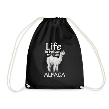Alpaca-Shirt - Turnbeutel - Schwarz - Vorne