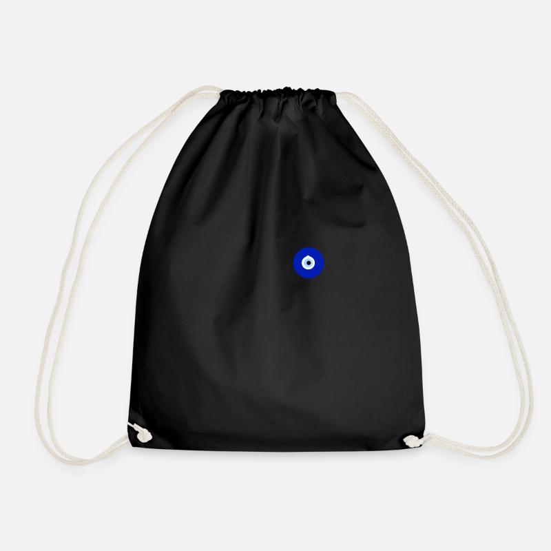 Small Nazar Evil Eye Turkish Persian Greek Amulet - Drawstring Bag - black