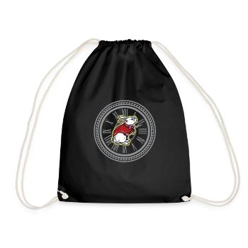 White Rabbit Vintage Clock Steampunk Gift - Drawstring Bag - black - Front