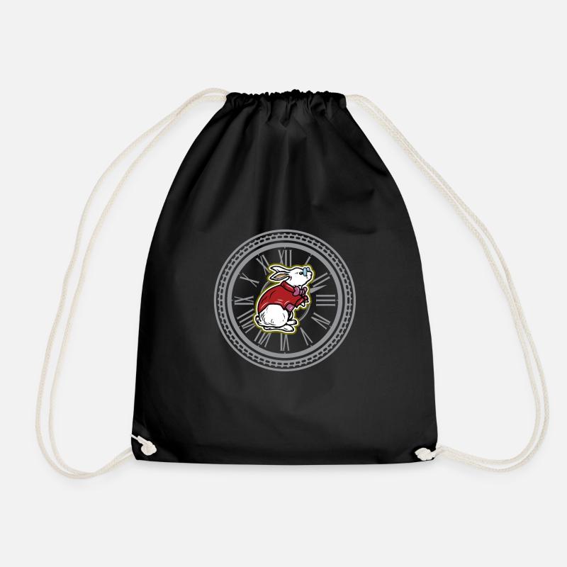White Rabbit Vintage Clock Steampunk Gift - Turnbeutel - Schwarz
