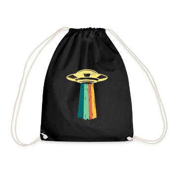 Ufo Alien Vintage Invasion Film Nerd Geek Geschenk - Turnbeutel - Schwarz - Vorne