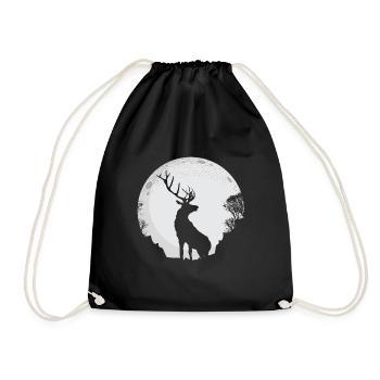 Cerf lune nuit forêt paix calme - Sac de sport léger - noir - Devant