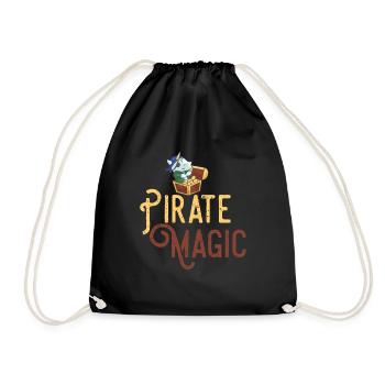Pirate magical unicorn gold gift - Drawstring Bag - black - Front