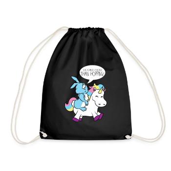Faster than hopping rabbit unicorn gift - Drawstring Bag - black - Front