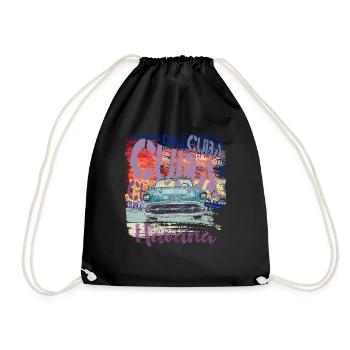 T-shirt de voitures anciennes Cuba La Havane - Sac de sport léger - noir - Devant