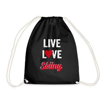 Ski skiing - Drawstring Bag - black - Front
