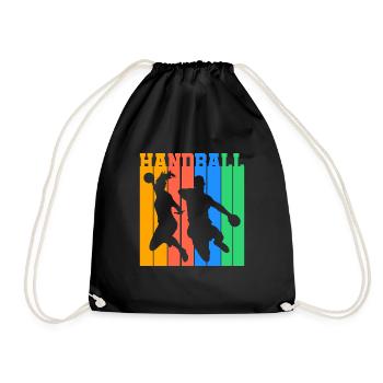 Handball Throw Jump Retro Gift - Drawstring Bag - black - Front