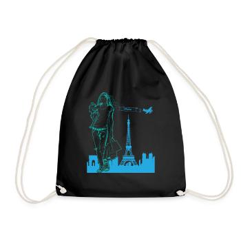 Shopping in Paris - Drawstring Bag - black - Front