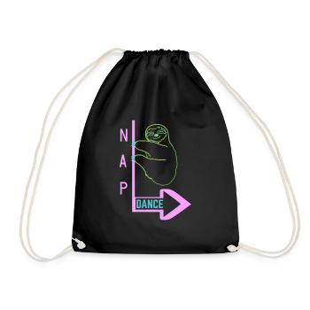 Nap Dance Neon Sign Sloth - Turnbeutel - Schwarz - Vorne