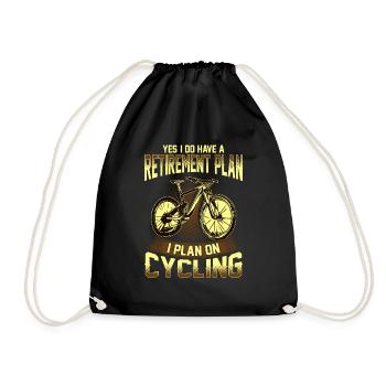 Retirement plan cyclist bike pension gift - Drawstring Bag - black - Front