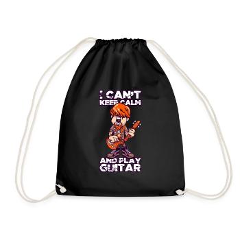 I Can't Keep Calm And Play Guitar Musik Geschenk - Turnbeutel - Schwarz - Vorne