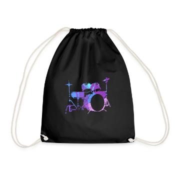Schlagzeug Geschenk Schlagzeugspieler Percussion - Turnbeutel - Schwarz - Vorne
