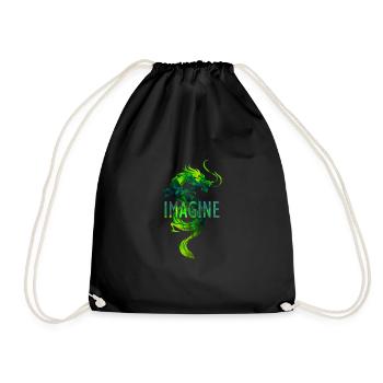 Imagine Fantasy Dragon Tattoo Style Design - Drawstring Bag - black - Front