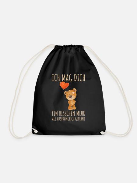 ICH MAG DICH EIN BISSCHEN MEHR | Bär Herz Ballon - Turnbeutel - Schwarz