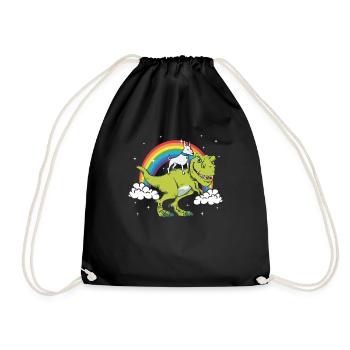Bullterrier Hund T-Rex Dinosaurier Dino Lustig Ges - Turnbeutel - Schwarz - Vorne