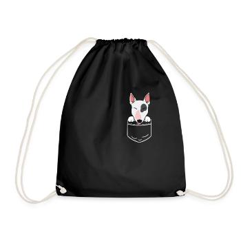 Bullterrier Hund Tasche Pocket Lustig Geschenk - Turnbeutel - Schwarz - Vorne