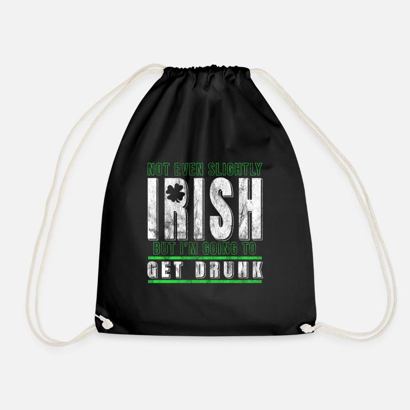 Irish lucky clover - Drawstring Bag - black