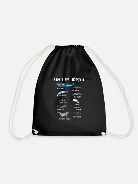 Biologie Wale Arten Blauwal Grauwal Pottwal Orca - Turnbeutel - Schwarz