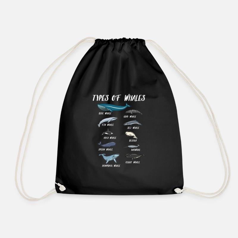 Biologie Wale Arten Blauwal Grauwal Pottwal Orca - Turnbeutel - Schwarz