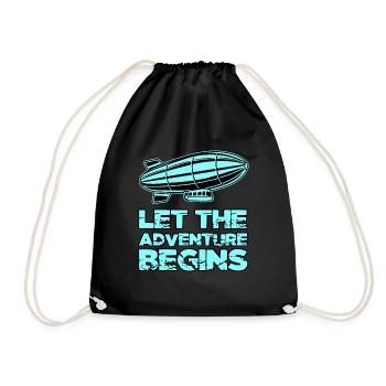 Let The Adventure Begins Zeppelins Adventure - Drawstring Bag - black - Front