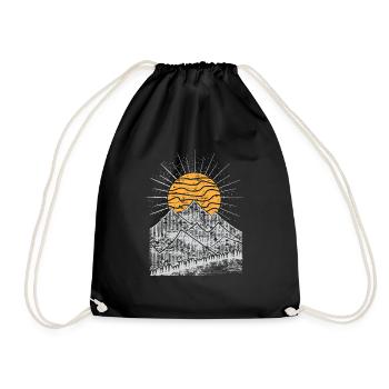 Mountains Sun Mountain Landscape Nature Hiking - Drawstring Bag - black - Front
