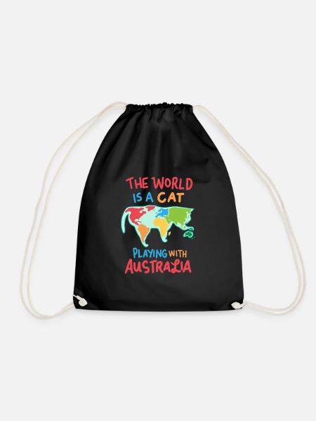 Le monde est un chat et joue avec l'Australie - Sac de sport léger - noir