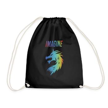 Imagine Fantasy Dragon Tattoo Style Design - Drawstring Bag - black - Front