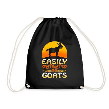 Easily Distracted By Goats - Drawstring Bag - black - Front
