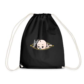 Grossesse mécanicien Mech enceinte cadeau - Sac de sport léger - noir - Devant