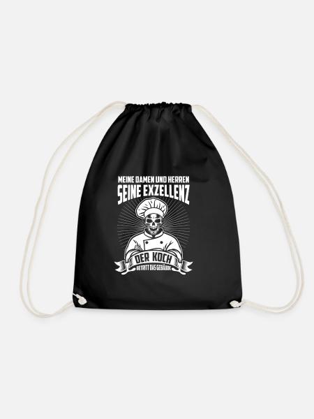 His Excellency the cook enters the building - Drawstring Bag - black