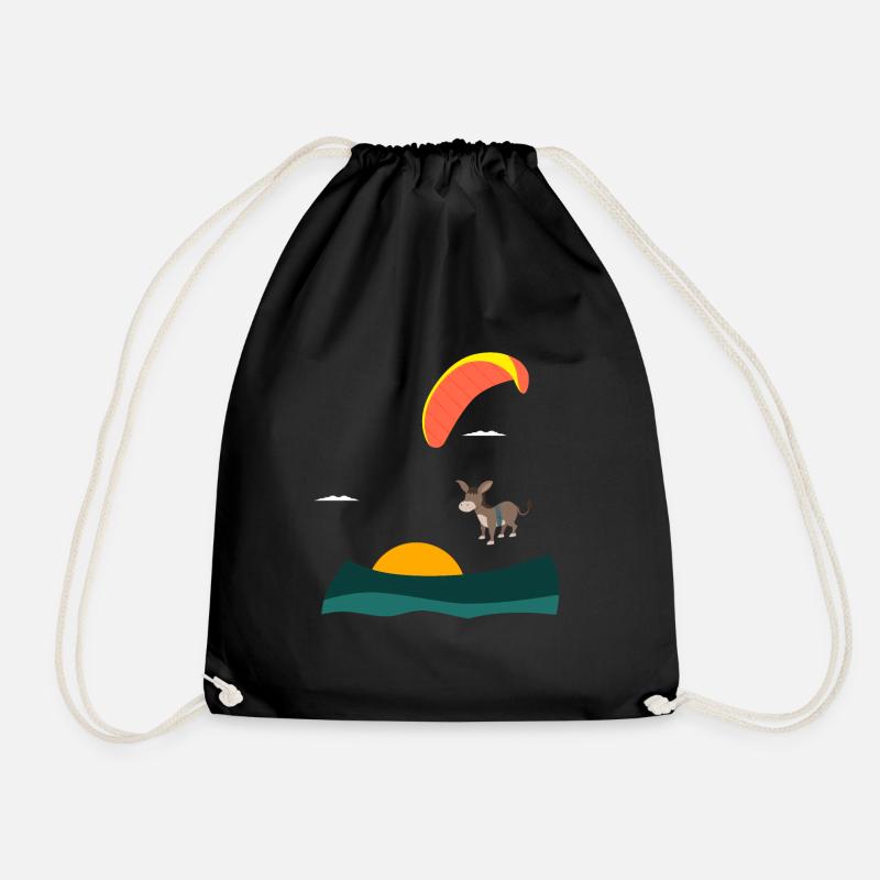 Donkey flies paraglider - Drawstring Bag - black