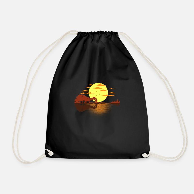 Sunset guitar reddish electric guitar gift - Drawstring Bag - black