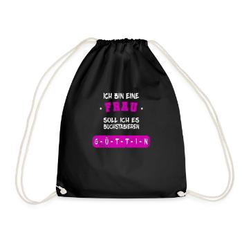 I am a woman spells goddess design - Drawstring Bag - black - Front